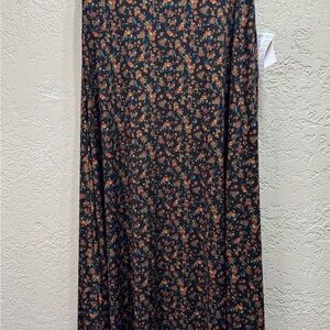 LuLaRoe Maxi Skirt M NWT Black Floral Print Boho Stretch Modest Skirt